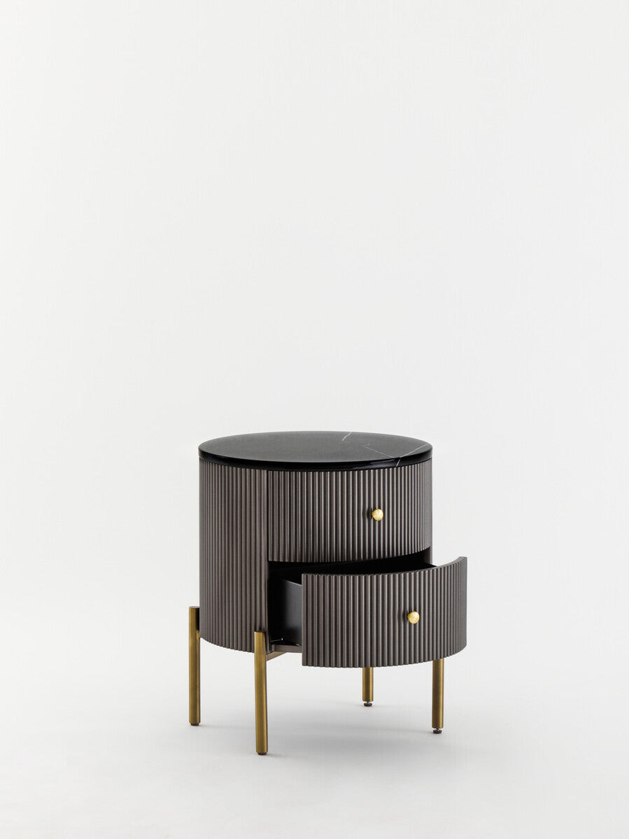 Dervio Grey Two Drawer Chest with Black Marble Top - Image 8