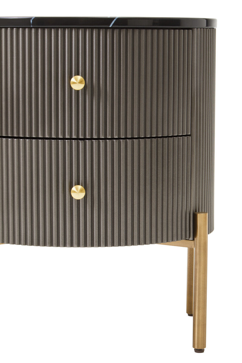 Dervio Grey Two Drawer Chest with Black Marble Top - Image 16