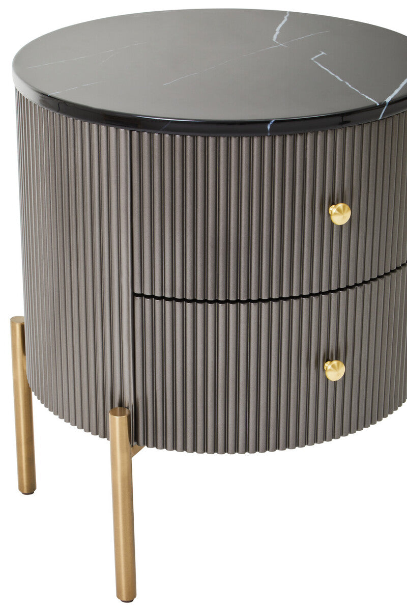 Dervio Grey Two Drawer Chest with Black Marble Top - Image 17