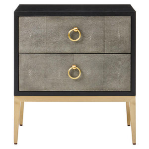 Deruta Two Drawer Grey Shagreen Effect Side Table