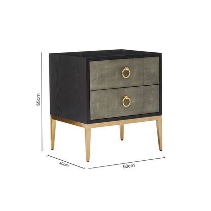 Deruta Two Drawer Grey Shagreen Effect Side Table