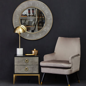 Deruta Two Drawer Grey Shagreen Effect Side Table