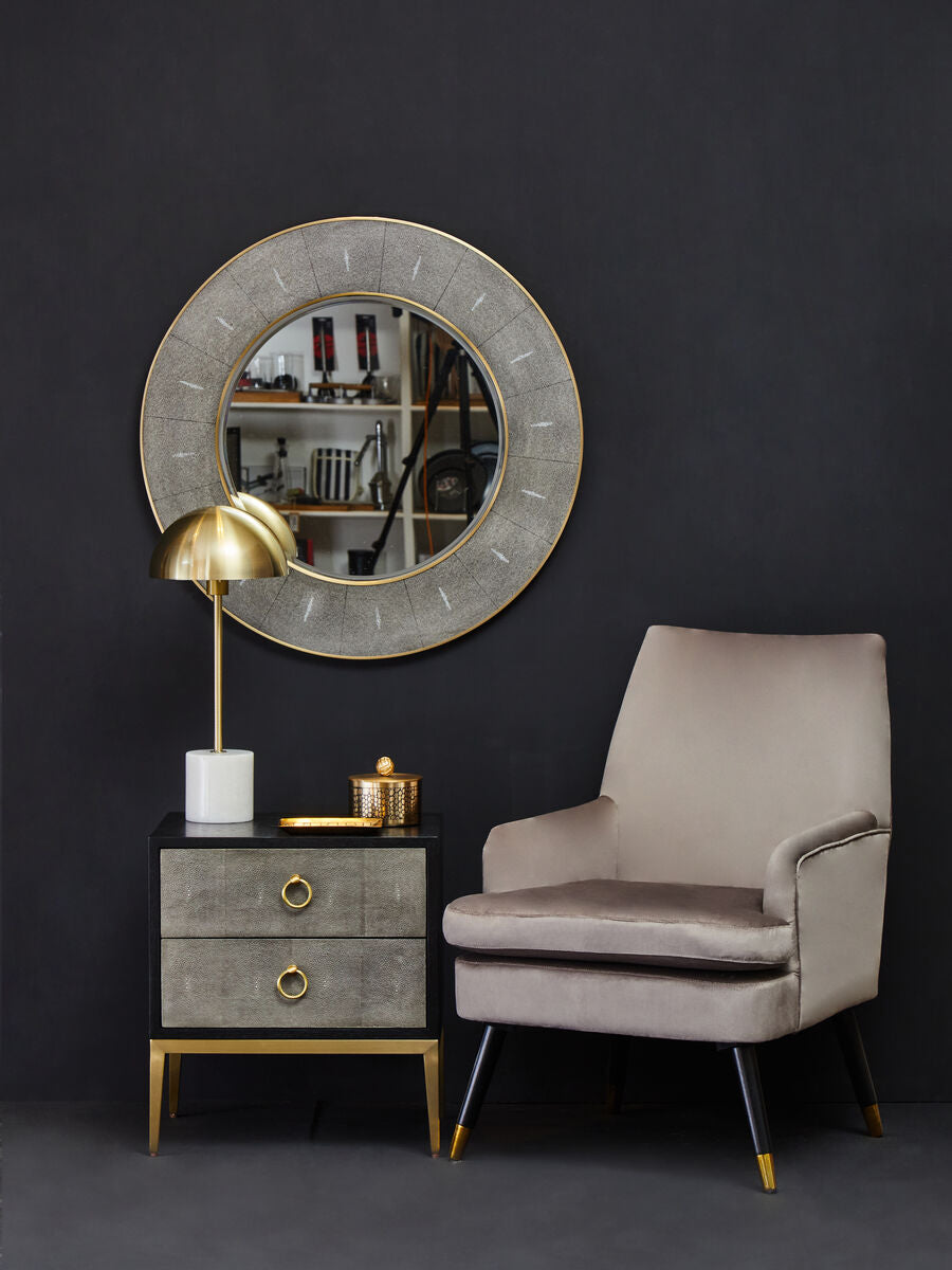 Deruta Two Drawer Grey Shagreen Effect Side Table - Image 3