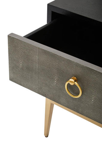 Deruta Two Drawer Grey Shagreen Effect Side Table - Image 10