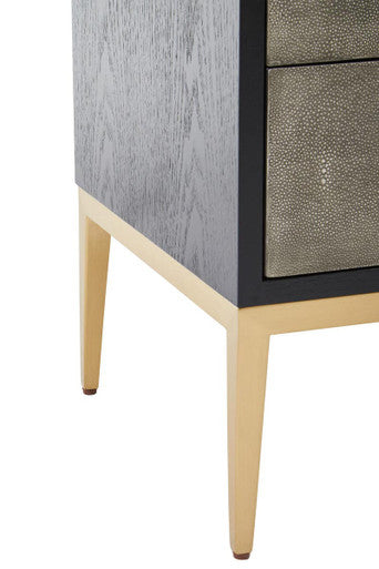 Deruta Two Drawer Grey Shagreen Effect Side Table - Image 11