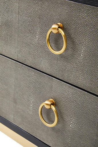Deruta Two Drawer Grey Shagreen Effect Side Table - Image 12