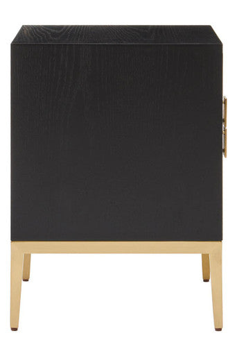 Davoli Black and Gold Two Drawer Side Table - Image 6