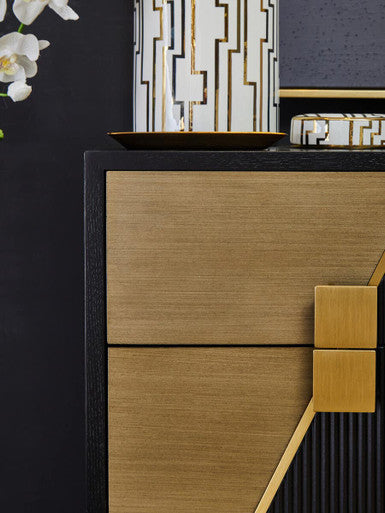 Davoli Black and Gold Two Drawer Side Table - Image 8