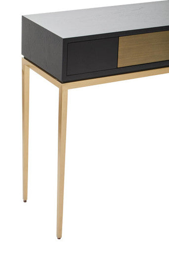 Davoli Black and Gold Console Table with 1 Drawer