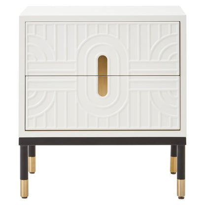 Danta 2 Drawer Side Table in Off White - Image 2