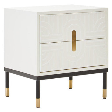 Danta 2 Drawer Side Table in Off White - Image 4