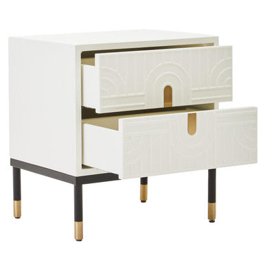 Danta 2 Drawer Side Table in Off White - Image 5