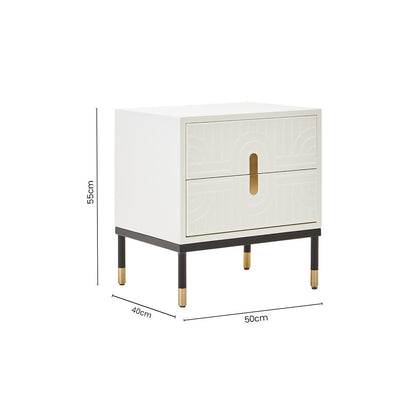 Danta 2 Drawer Side Table in Off White - Image 13