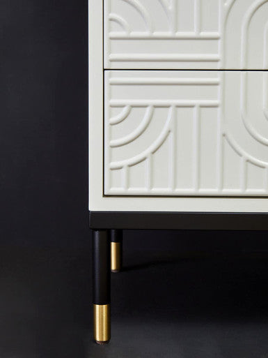 Danta 2 Drawer Side Table in Off White - Image 8