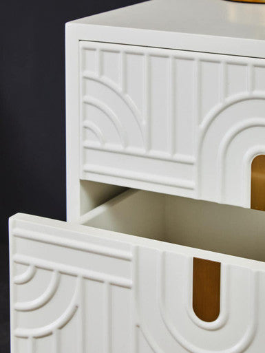 Danta 2 Drawer Side Table in Off White - Image 9