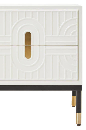 Danta 2 Drawer Side Table in Off White - Image 11
