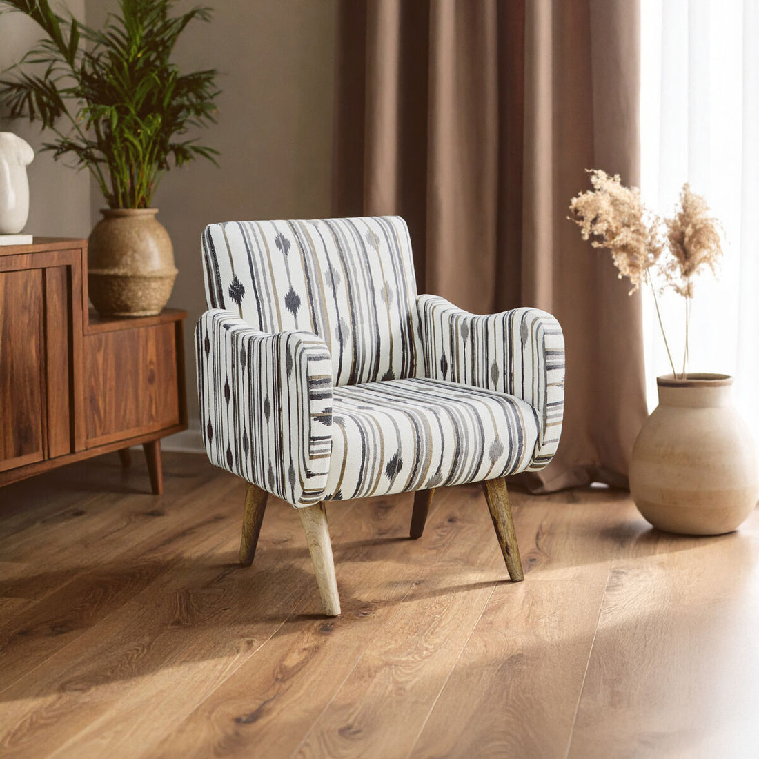 Cefena Black and White Chair With Straight Arms