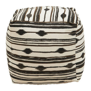 Black and White Ikat Square Pouffe | Cefena