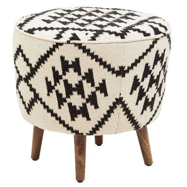 Cefena Round Patterned Footstool