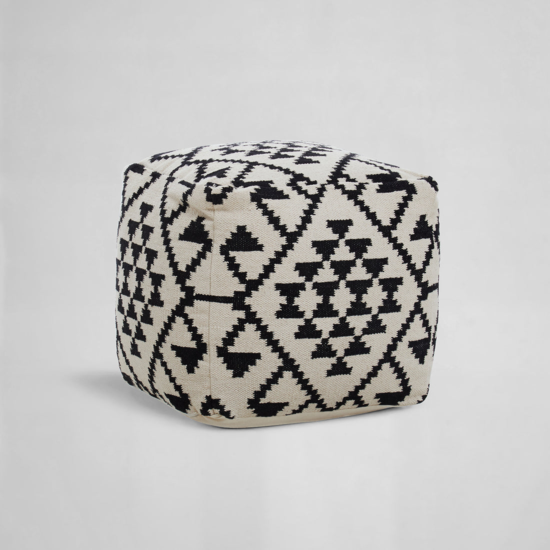 Cefena Square Black and White Patterned Pouffe