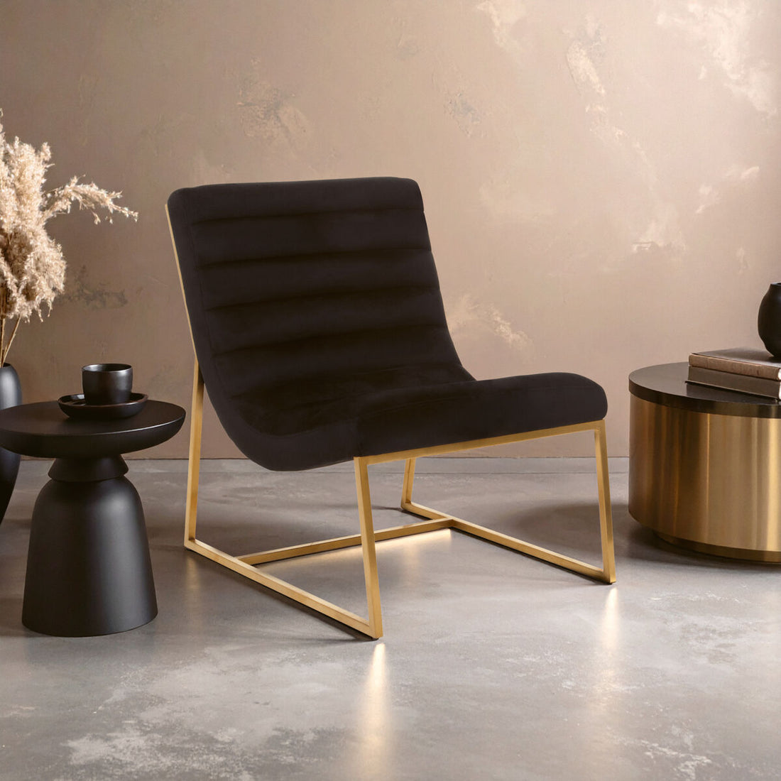 Vogue Black and Gold Lounge Chair