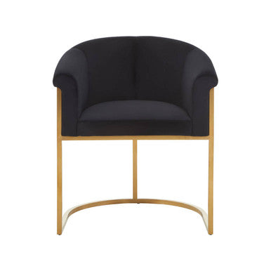 Vogue Black Velvet And Matte Gold Dining Chair