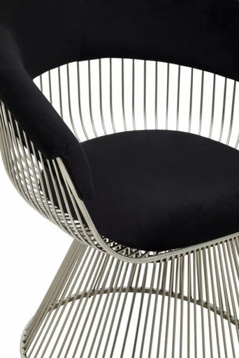 Vogue Black Velvet and Silver Frame Chair - Image 8