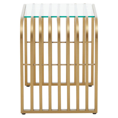 Vogue Matte Gold Slatted End Table