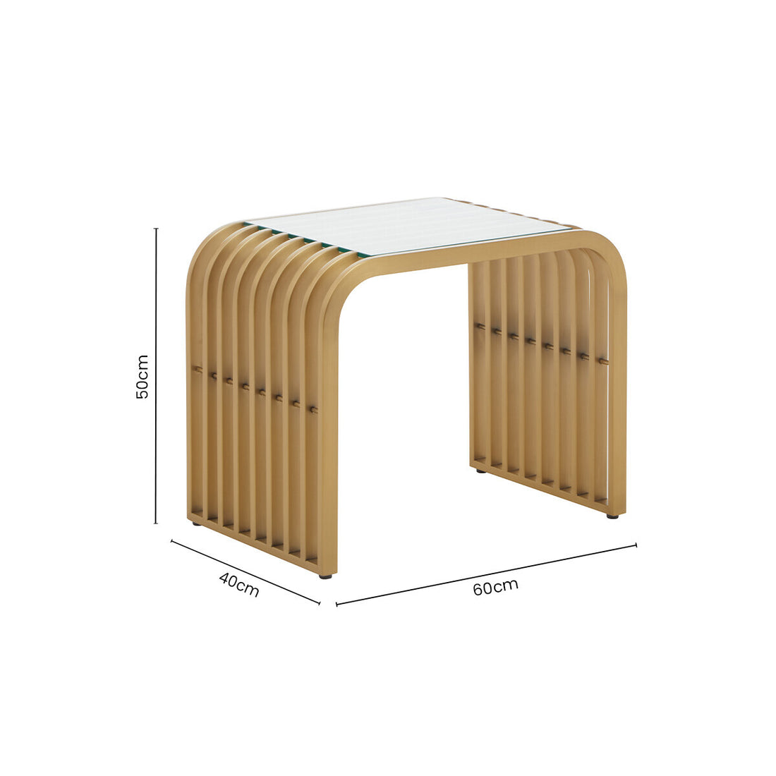 Vogue Matte Gold Slatted End Table