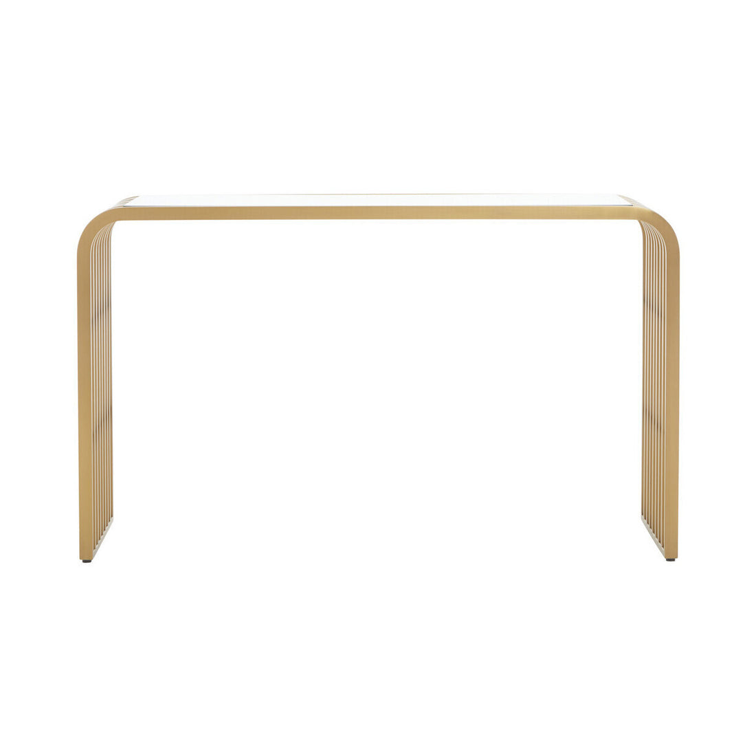 Vogue Matte Gold Slatted Console Table