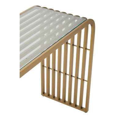 Vogue Matte Gold Slatted Console Table