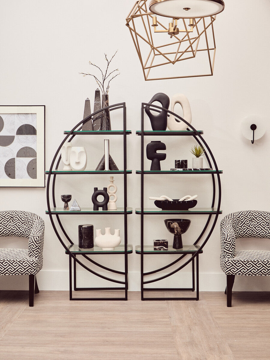 Vogue Left Half Moon Black Shelf Unit - Image 3