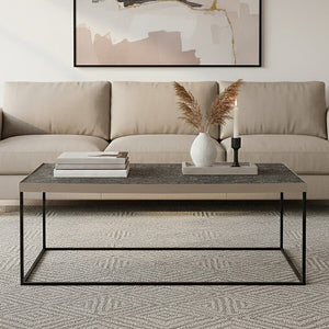 Akola Silver Finish Textured Coffee Table with Black Frame