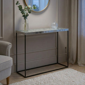 Console Table with Black Metal Finish Frame, Akola