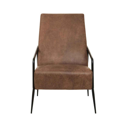 Hoxton Brown Leather Chair With Tapered Back.