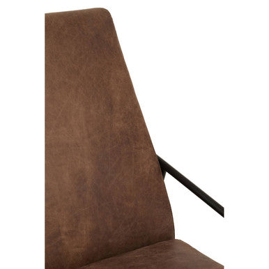 Hoxton Brown Leather Lounge Chair With Reclined Profile - Image 12