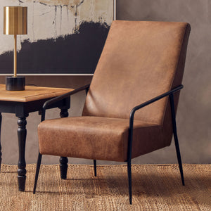 Hoxton Brown Leather Lounge Chair With Reclined Profile