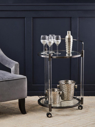 Oria Round Drinks Trolley With Acrylic Supports
