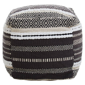 Cefena Grey And White Pouffe