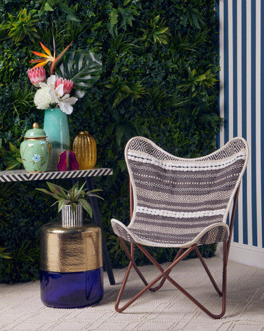 Cefena Grey And White Butterfly Chair