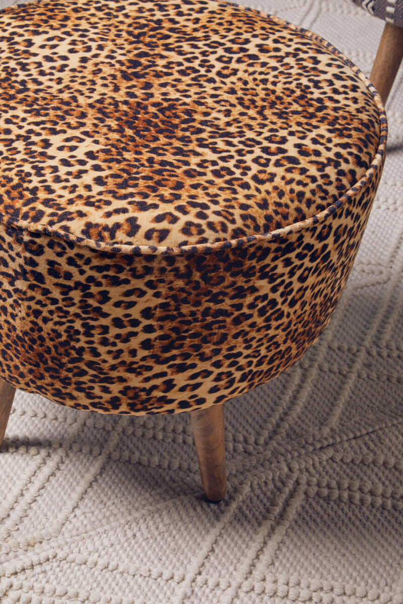 Cefena Leopard Print Stool