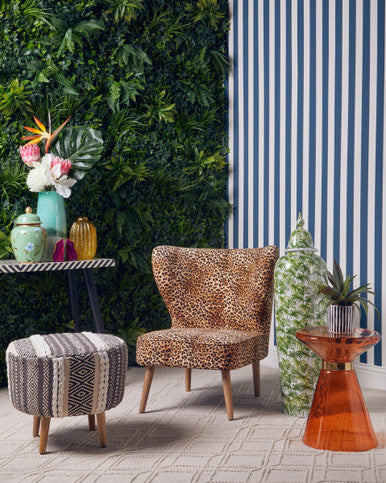 Cefena Leopard Print Velvet Chair