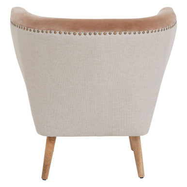 Cefena Mink Velvet and Natural Linen Chair
