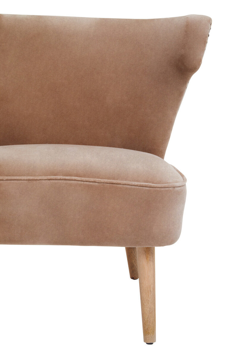 Cefena Mink Velvet and Natural Linen Chair