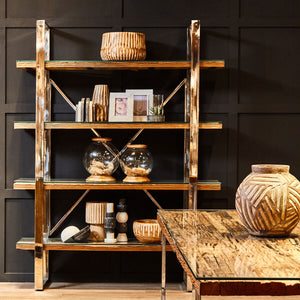 Kerala Natural Recycled Wood 4 Tier Shelf Unit