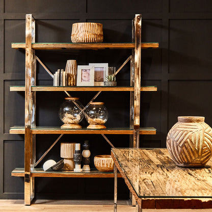 Kerala Natural Wood Four Tier Shelf Unit - Image 1