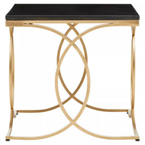 Kia Black Marble and Gold Finish Side Table