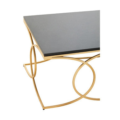 Black Marble Top Coffee Table with Gold Finish Stainless Steel Frame, Kia