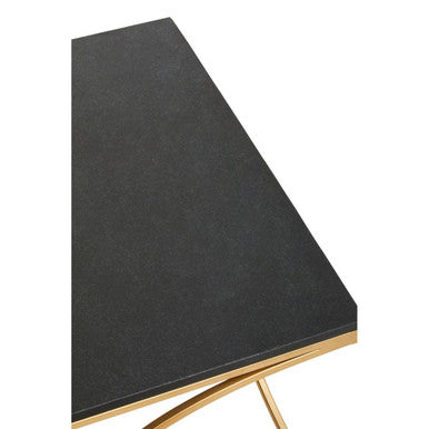 Black Marble Top Coffee Table with Gold Finish Stainless Steel Frame, Kia