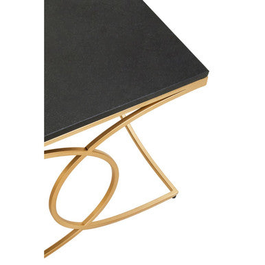 Black Marble Top Coffee Table with Gold Finish Stainless Steel Frame, Kia